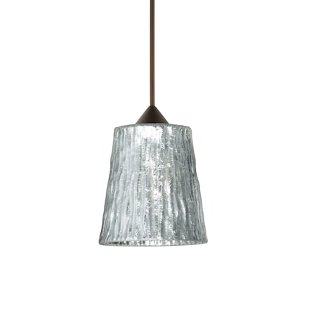 Besa Lighting Nico 4 Cord Pendant, Stone Silver Foil, Bronze Finish, 1x5W LED 1XT-5125SF-LED-BR